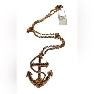 Kelly by Kelly Bensimon Gold Anchor Pendant Rhinestone Necklace NWT